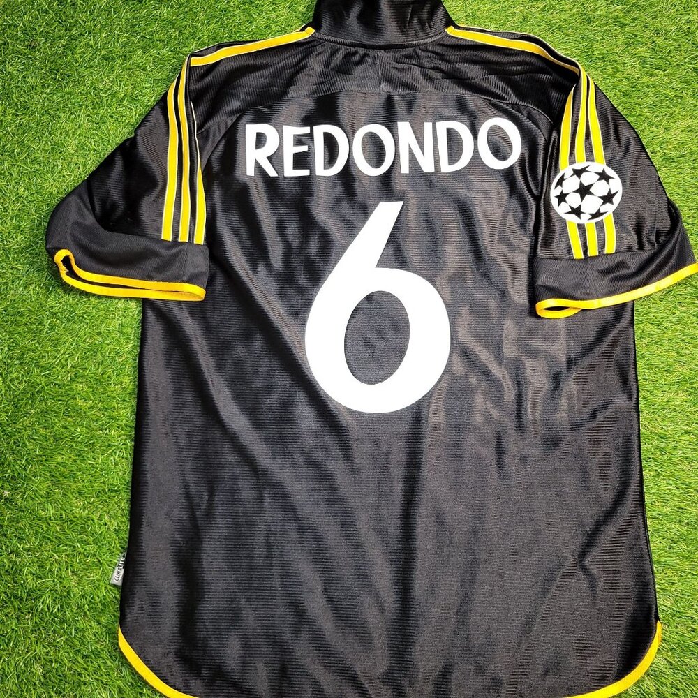 Redondo Real Madrid Black Away UEFA FINAL 1999 2000 Soccer Jersey M SKU# 627113